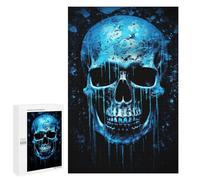 Puzzles pour Adultes 1000 PCS Glowing Blue Skull Artwork-2 Puzzle pour Adultes, Jouet, Décoration Murale, Cadeau pour Femmes, pour Les Jeux 1000 PCS