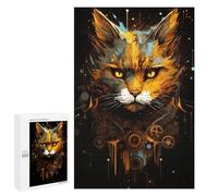 Puzzles pour Adultes 1000 PCS Golden Machine Cat Puzzles pour Adultes Jeux Relaxants Améliorent La Mémoire Cadeaux d'anniversaire Et De Noël Uniques 1000 PCS