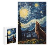 Puzzles pour Adultes 1000 PCS Howling Wolf Starry Night Puzzle pour Adultes Jeux Relaxants Cadeau d'anniversaire pour Les Amateurs De Jeux 1000 PCS