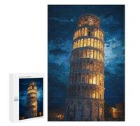 Puzzles pour Adultes 1000 PCS Leaning Tower of Pisa Night Lights Puzzle pour Adolescents Assemblage De Motifs Interaction Parent-Enfant Jeu Au Design Attrayant 1000 PCS