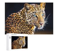 Puzzles pour Adultes 1000 PCS Leopard Portrait with Blue Eyes Puzzles pour Adolescents, Jeux De Réflexion, Décoration Murale, Cadeaux De Noël Et d'anniversaire 1000 PCS