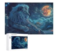 Puzzles pour Adultes 1000 PCS Lion Moon Night Sky Puzzles pour Adolescents, Jeux De Réflexion, Décoration Murale, Cadeaux De Noël Et d'anniversaire 1000 PCS
