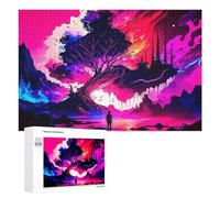 Puzzles pour Adultes 1000 PCS Magical Neon Landscape with Tree Puzzles pour Adultes : des Jeux Amusants Et des Cadeaux Originaux Et Humoristiques pour Vos Proches 1000 PCS