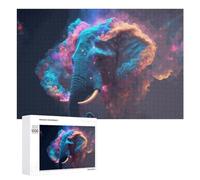 Puzzles pour Adultes 1000 PCS Neon Elephant A Digital Art Masterpiece Puzzles pour Adolescents, Jeux De Réflexion, Décoration Murale, Cadeaux De Noël Et d'anniversaire 1000 PCS