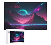 Puzzles pour Adultes 1000 PCS Neon Mountains Under A Cosmic Sky Puzzles pour Adolescents, Jeux De Réflexion, Décoration Murale, Cadeaux De Noël Et d'anniversaire 1000 PCS