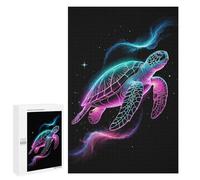 Puzzles pour Adultes 1000 PCS Neon Turtle in Space Puzzle pour Adultes, Jeu De Réflexion, Décoration Murale, Cadeau d'anniversaire, Cadeaux, 1000 PCS