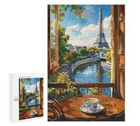 Puzzles pour Adultes 1000 PCS Parisian View with Coffee Cup Puzzles pour Adultes, Jeux De Détente, Cadeaux pour Femmes, Cadeau d'anniversaire, Cadeaux, 1000 PCS