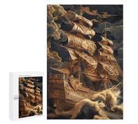 Puzzles pour Adultes 1000 PCS Pirate Ship Lost at Sea Puzzles pour Adolescents, Jouets, Décoration Murale, Motifs À Assembler, Cadeaux pour Les Amis Et La Famille 1000 PCS