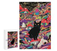 Puzzles pour Adultes 1000 PCS Psychedelic Mushroom Cat Art Print Puzzles pour Adolescents - Anti-Stress - Défi Éducatif - Cadeaux De Noël Et d'anniversaire 1000 PCS
