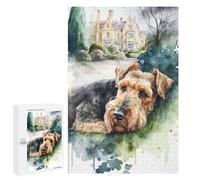 Puzzles pour Adultes 1000 PCS Puzzles Airedale Sleeps in Garden Puzzles pour Adultes - Décoration Murale - Difficile - Stimule Le Cerveau 1000 PCS