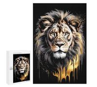 Puzzles pour Adultes 1000 PCS Puzzles Aureate Sovereign - Lion’s Roar in Abstract Gold & Ebony Jeux De Puzzle en Famille Améliore La Mémoire Cadeaux Uniques pour Un Anniversaire Et Noël 1000 PCS