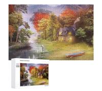 Puzzles pour Adultes 1000 PCS Puzzles Autumn Serenity Cabin by The Stream Puzzle Puzzles pour Adolescents Jeu Manuel Décoration Parfaite Cadeaux d'anniversaire Et Cadeaux Uniques 1000 PCS