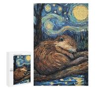 Puzzles pour Adultes 1000 PCS Puzzles Beaver Sleeping Starry Night Puzzles pour Adultes - Décoration Murale - Difficile - Stimule Le Cerveau 1000 PCS