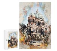 Puzzles pour Adultes 1000 PCS Puzzles Berlin Germany Watercolor Puzzles pour Adolescents Jeu Pratique Course De Vitesse Interaction Parent-Enfant 1000 PCS