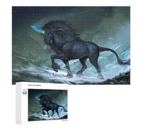 Puzzles pour Adultes 1000 PCS Puzzles Black Unicorn in Snowy Landscape Puzzles pour Adolescents Jeu Manuel Décoration Parfaite Cadeaux d'anniversaire Et Cadeaux Uniques 1000 PCS