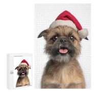 Puzzles pour Adultes 1000 PCS Puzzles Brussels Griffon Dog with Santa Hat Puzzles pour Adultes - Décoration Murale - Difficile - Stimule Le Cerveau 1000 PCS