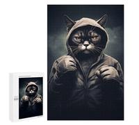 Puzzles pour Adultes 1000 PCS Puzzles Cat Boxer Portrait Puzzles pour Adultes - Décoration Murale - Difficile - Stimule Le Cerveau 1000 PCS