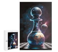Puzzles pour Adultes 1000 PCS Puzzles Chess Piece on Cosmic Board Puzzles pour Adolescents Jeu Manuel Décoration Parfaite Cadeaux d'anniversaire Et Cadeaux Uniques 1000 PCS