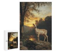 Puzzles pour Adultes 1000 PCS Puzzles Deer at Sunset Puzzles pour Adultes - Décoration Murale - Difficile - Stimule Le Cerveau 1000 PCS
