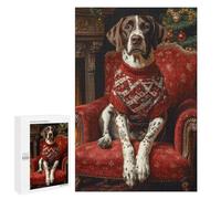 Puzzles pour Adultes 1000 PCS Puzzles Dog in Christmas Sweater Portrait German Shorthaired Pointer in Sweater Puzzle pour Adultes, Jouet, Décoration Murale, Anti-Stress, Difficile Et Stimulant 1000 P