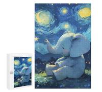 Puzzles pour Adultes 1000 PCS Puzzles Elephant Under Starry Night Sky Puzzle pour Adultes - Décoration Murale - Idéal pour Les Parents Et Les Enfants 1000 PCS
