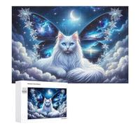 Puzzles pour Adultes 1000 PCS Puzzles Enchanted Celestial Cat Wings Puzzles pour Adolescents Jeu Manuel Décoration Parfaite Cadeaux d'anniversaire Et Cadeaux Uniques 1000 PCS