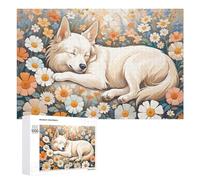 Puzzles pour Adultes 1000 PCS Puzzles Floral Dreams Cute Dog Resting Puzzles pour Adolescents Jeu Manuel Décoration Parfaite Cadeaux d'anniversaire Et Cadeaux Uniques 1000 PCS