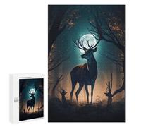 Puzzles pour Adultes 1000 PCS Puzzles Forest Deer Under Moonlight Puzzles pour Adultes - Décoration Murale - Difficile - Stimule Le Cerveau 1000 PCS