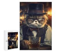 Puzzles pour Adultes 1000 PCS Puzzles Gentleman Grumpy Cat Puzzles pour Adultes - Décoration Murale - Difficile - Stimule Le Cerveau 1000 PCS