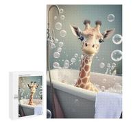 Puzzles pour Adultes 1000 PCS Puzzles Giraffe Bath Time Fun Puzzles pour Adolescents Jeu Manuel Décoration Parfaite Cadeaux d'anniversaire Et Cadeaux Uniques 1000 PCS