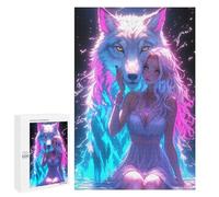 Puzzles pour Adultes 1000 PCS Puzzles Guardian with Neon Wolf Jeux De Puzzle en Famille Améliore La Mémoire Cadeaux Uniques pour Un Anniversaire Et Noël 1000 PCS