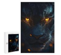 Puzzles pour Adultes 1000 PCS Puzzles Intense Black Panther with Glowing Eyes Puzzles pour Adultes Jeux De Famille Difficile Difficile Idéal comme Cadeau pour Toute La Famille 1000 PCS
