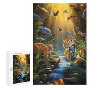 Puzzles pour Adultes 1000 PCS Puzzles Jungle Majesty Tigers Amidst Nature's Splendor Puzzles pour Adolescents Jeu Manuel Décoration Parfaite Cadeaux d'anniversaire Et Cadeaux Uniques 1000 PCS