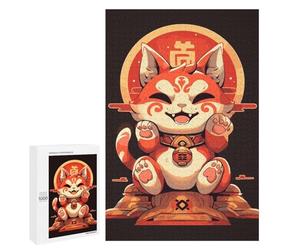 Puzzles pour Adultes 1000 PCS Puzzles Lucky Maneki Neko Cat Art Puzzles pour Adolescents Jeu Pratique Course De Vitesse Interaction Parent-Enfant 1000 PCS
