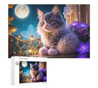 Puzzles pour Adultes 1000 PCS Puzzles Magical Night Cat Garden Puzzles pour Adolescents Jeu Manuel Décoration Parfaite Cadeaux d'anniversaire Et Cadeaux Uniques 1000 PCS