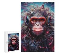 Puzzles pour Adultes 1000 PCS Puzzles Monkey Headphones Art Puzzles pour Adolescents Jeu Manuel Décoration Parfaite Cadeaux d'anniversaire Et Cadeaux Uniques 1000 PCS