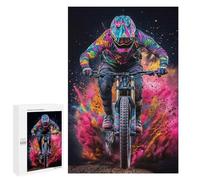 Puzzles pour Adultes 1000 PCS Puzzles Mountain Biker in Color Blast Jeu De Puzzle Casse-tête Une Œuvre d'art Cadeaux d'anniversaire Et Cadeaux Uniques 1000 PCS