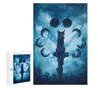 Puzzles pour Adultes 1000 PCS Puzzles Mystic Cat Moon Phases Puzzles pour Adolescents Jeu Manuel Décoration Parfaite Cadeaux d'anniversaire Et Cadeaux Uniques 1000 PCS