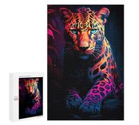 Puzzles pour Adultes 1000 PCS Puzzles Neon Leopard Portrait Puzzles pour Adolescents Jeu Manuel Décoration Parfaite Cadeaux d'anniversaire Et Cadeaux Uniques 1000 PCS
