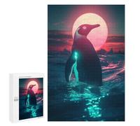 Puzzles pour Adultes 1000 PCS Puzzles Neon Penguin Sunset Puzzles pour Adultes - Décoration Murale - Difficile - Stimule Le Cerveau 1000 PCS