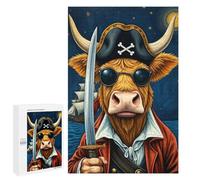 Puzzles pour Adultes 1000 PCS Puzzles Pirate Cow with Sword Puzzles pour Adolescents Jeu Pratique Course De Vitesse Interaction Parent-Enfant 1000 PCS