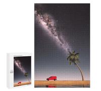 Puzzles pour Adultes 1000 PCS Puzzles Red Car Tree and Milky Way Puzzles pour Adultes - Décoration Murale - Difficile - Stimule Le Cerveau 1000 PCS