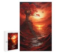Puzzles pour Adultes 1000 PCS Puzzles Red Tree at Sunset Puzzles pour Adultes - Décoration Murale - Difficile - Stimule Le Cerveau 1000 PCS