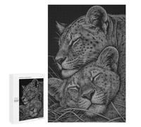 Puzzles pour Adultes 1000 PCS Puzzles Resting Leopards Black and White Art Puzzles pour Adultes - Décoration Murale - Difficile - Stimule Le Cerveau 1000 PCS