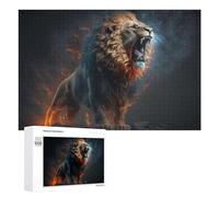 Puzzles pour Adultes 1000 PCS Puzzles Roaring Lion with Fiery Emanations Puzzles pour Adolescents Jeu Manuel Décoration Parfaite Cadeaux d'anniversaire Et Cadeaux Uniques 1000 PCS