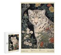 Puzzles pour Adultes 1000 PCS Puzzles Snow Leopard William Morris Floral Jeu De Puzzle Casse-tête Une Œuvre d'art Cadeaux d'anniversaire Et Cadeaux Uniques 1000 PCS