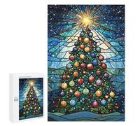 Puzzles pour Adultes 1000 PCS Puzzles Stained Glass Christmas Tree Puzzles pour Adolescents Jeu Pratique Course De Vitesse Interaction Parent-Enfant 1000 PCS
