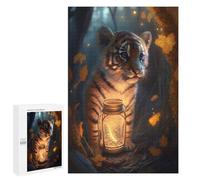 Puzzles pour Adultes 1000 PCS Puzzles Tiger Cub Glow Puzzles pour Adolescents Jeu Pratique Course De Vitesse Interaction Parent-Enfant 1000 PCS
