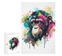 Puzzles pour Adultes 1000 PCS Puzzles Watercolor Monkey Jeu De Puzzle Casse-tête Une Œuvre d'art Cadeaux d'anniversaire Et Cadeaux Uniques 1000 PCS