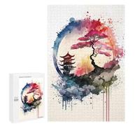 Puzzles pour Adultes 1000 PCS Puzzles Watercolors Japanese 3 Puzzles pour Adolescents Jeu Pratique Course De Vitesse Interaction Parent-Enfant 1000 PCS